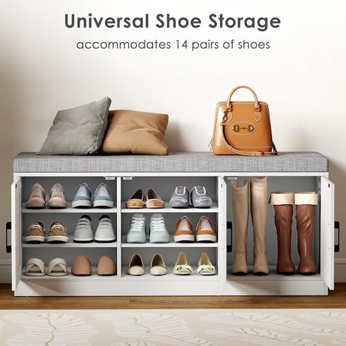 3-Tier Shoe Storage Bench with Adjustable Shelf - Image 7