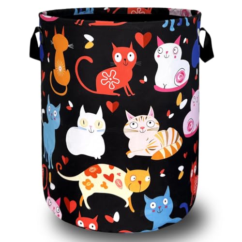 Cats Laundry Basket Oxford Cloth Foldable Hamper 18.9x16.5 Inch - Image 2