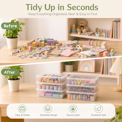 6 Pack Board Game Storage (14x13.5x3.15 Inch), Clear File - Image 5