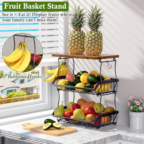 OKZEST 3-Tier Fruit Basket Fits Between Countertop & Upper - Image 4