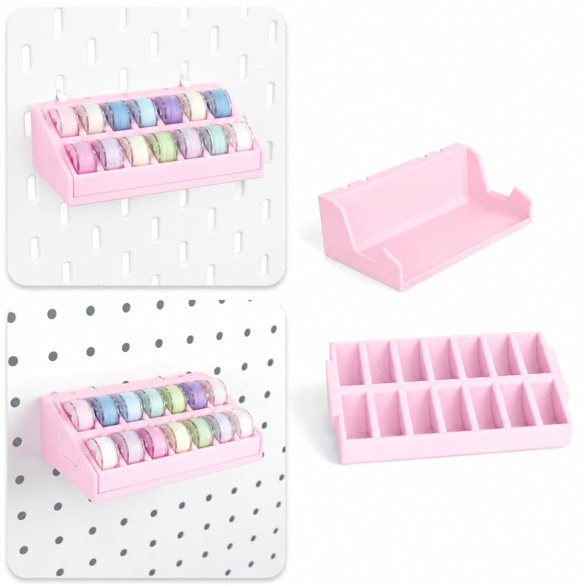 Sewing Bobbins Pegboard Holder for SKADIS, 1/4'' Pegboard | Pink - Image 1