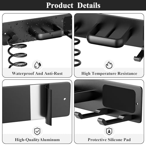 Hair Dryer Holder Wall Mount Aluminum Alloy Hot Tools Organizer - Image 5