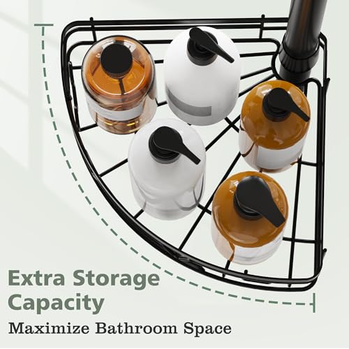 KEGII Corner Shower Caddy Tension Pole, Fan-Shaped Large Capacity - Image 3
