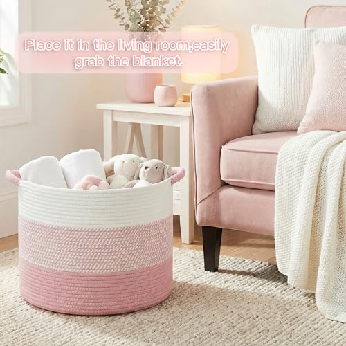 Artfeel Blanket Basket,Cotton Rope Woven Storage Basket - Image 6