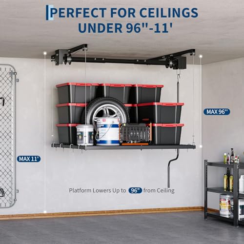 Takywep 4x4 ft Overhead Garage Storage Lift Rack | Garage Storage - Image 3