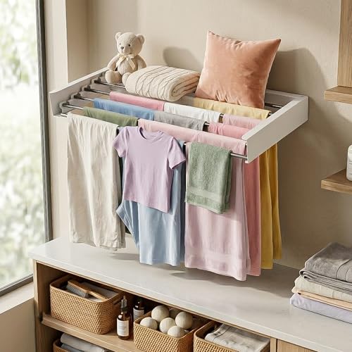 Wall Mounted Clothes Drying Rack Collapsible, Pure - Image 3