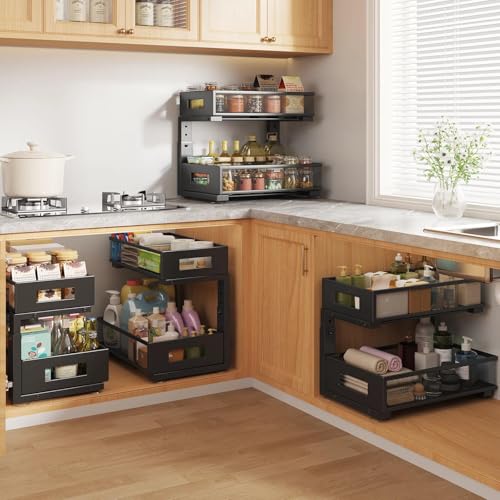 Under Sink Organizer, 2-Tier Dual Pull Out Cabinet | Home Organization - Image 6