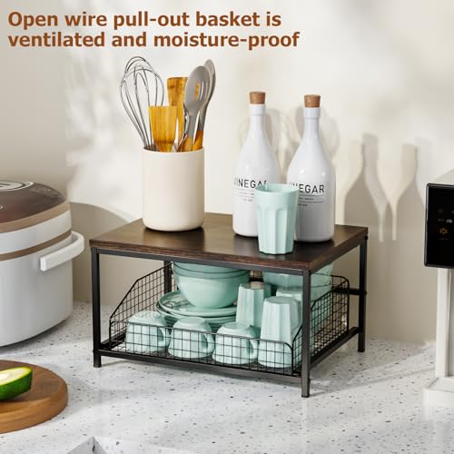 KLM Pull Out Spice Rack Organizer for Cabinet,Rustic Wood - Image 5