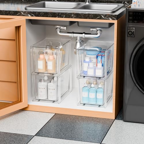 4 Pack Large Stackable Storage Drawers,11″Deep Under - Image 3