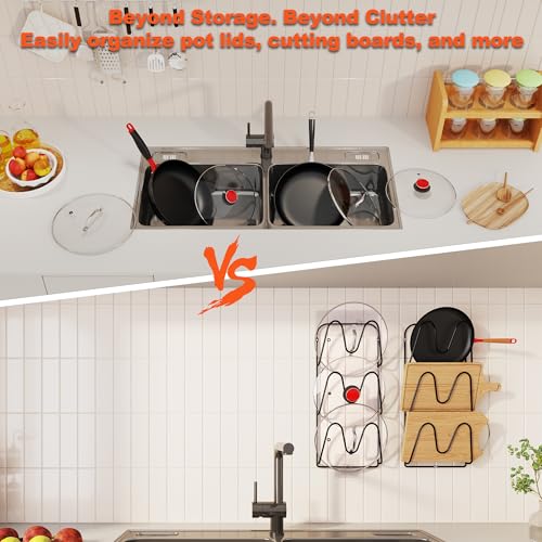 2 Pack Pot Lid Organizer, 6-Tier Pots and Pans Lid Organizer - Image 4