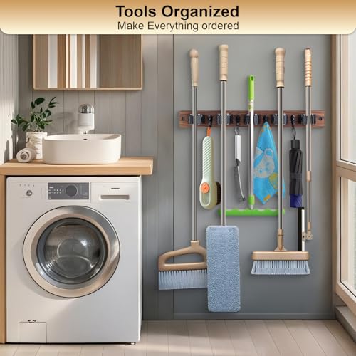 FunCee Broom Holder Wall Mount With 5 Slots & 4 | Home Organization - Image 4