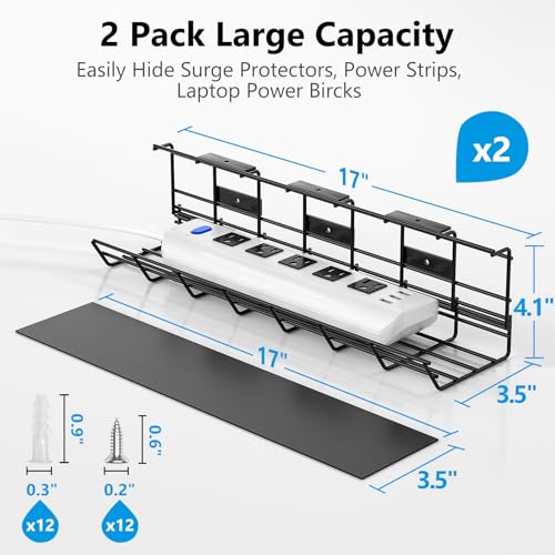 2 Pack DELAMU Under Desk Cable Management Tray, Meta | All Products - Image 4