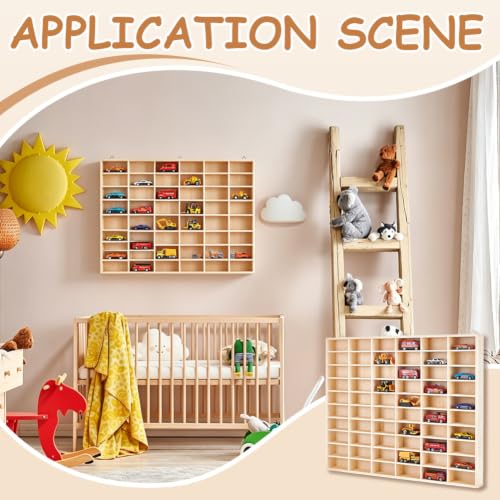 UNICRAFTALE 60-Grid Wooden Display Shelf for Action Figures & - Image 6