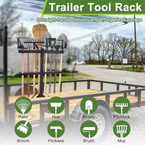 Upgraded Utility Trailer Tool Rack, 8-Hole Shovel and Rake - Image 4