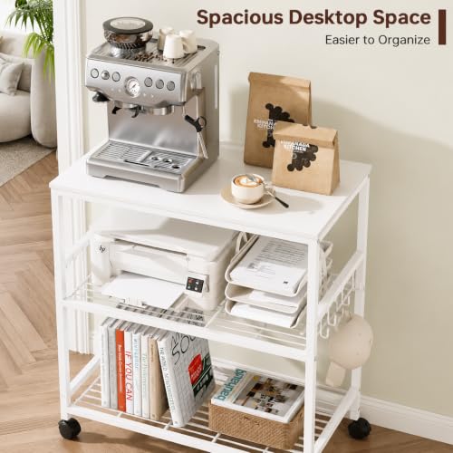 Kitchen Rolling Cart, 3-Tier Microwave Stand with Lockable Wheels - Image 4