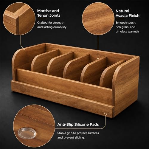 MinBoo Acacia Wood Belt Organizer Box,6 Grids Belt Rack for Closet and Drawer, Belt Storage Organizer and Displayer for Men Women - Image 6