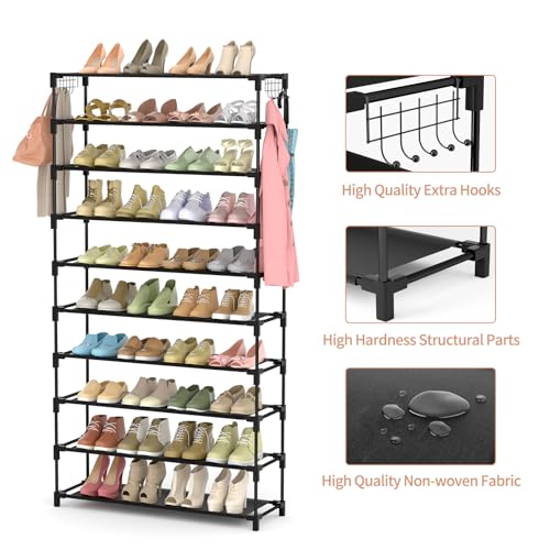 LANTEFUL 10 Tiers Shoe Rack 50 Pairs Large Capacity Tall Shoe - Image 5