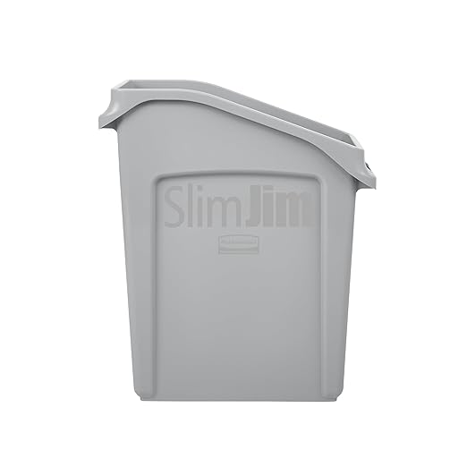 Rubbermaid Commercial Products Slim Jim Under-Counter Trash Can with Venting Channels 13-Gallon Gray Fits Under Desk/Cabinet/Sink Pack of 1