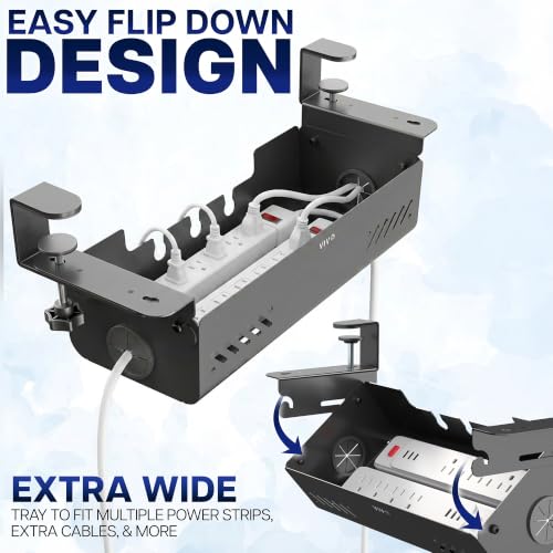 VIVO Black Clamp-On Flip-Open 19 in Cable Management Box - Image 6