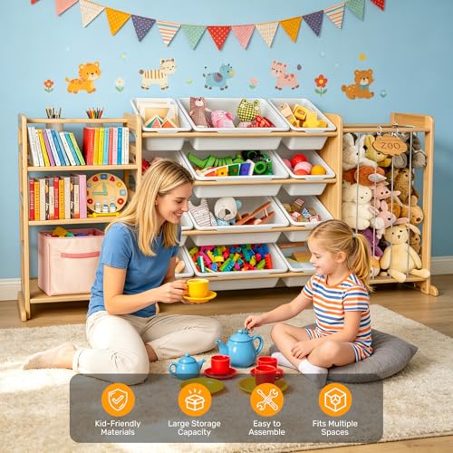 65" Large Toy Storage Organizer with Bins Shelves & - Image 7