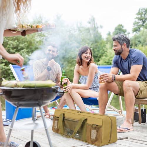 Grill Tool Storage Bag BBQ Grill Utensil Accessory Storage Brown - Image 3