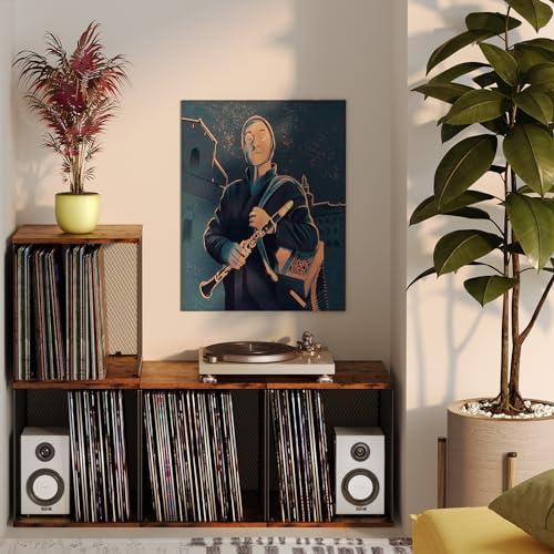 2 Cubes Record Holder Shelf Storage Furniture, Wooden - Image 7