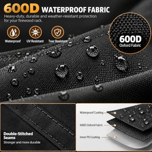 Outdoor Waterproof 17 Inch Small Firewood Rack Cover with Zipper - Image 5