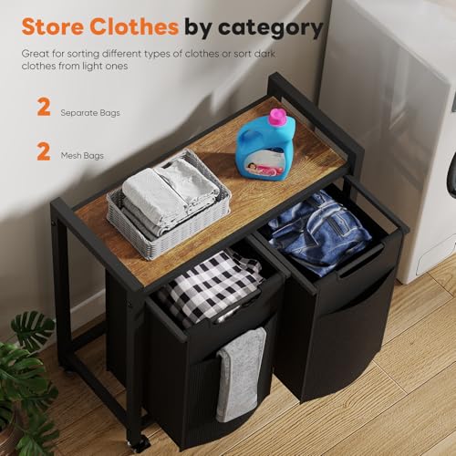 DUMOS Laundry Hamper with 2 Pull-Out Removable Sorter - Image 6