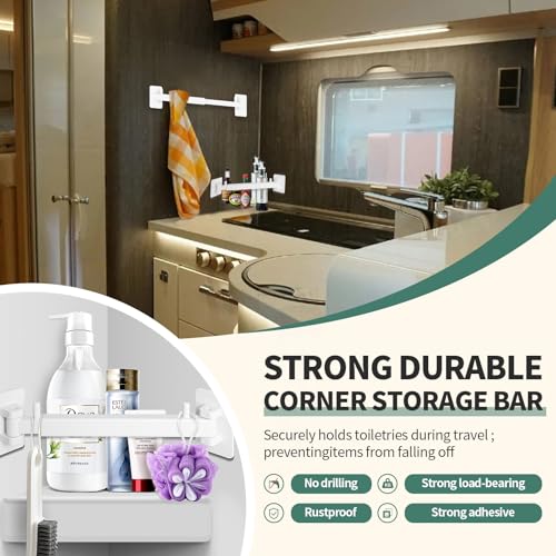 RV Shower Corner Storage Bar Kit - Adjustable Rod, W | All Products - Image 5