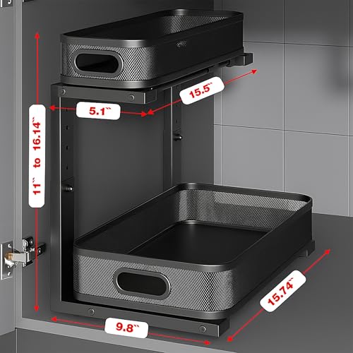 2 Pack Under Sink Organizer, Dual-Layer Pull Out Mes | All Products - Image 3