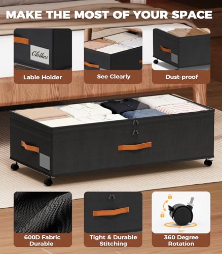 Under Bed Storage with Wheels, 35.5 inches Underbed - Image 5