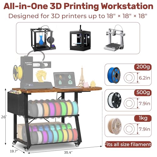 3D Printer Stand with Foldable Desktop & Fabric Drawer – - Image 3