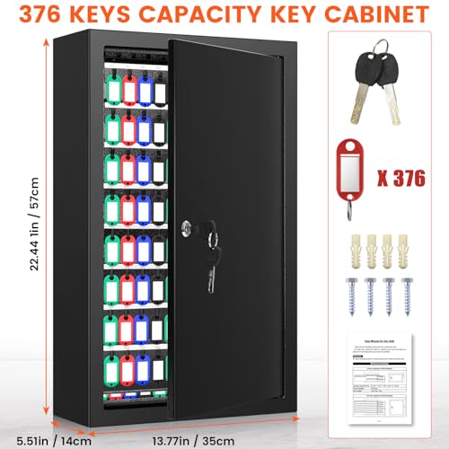 376 Keys Page Flip Key Lock Box Wall Mount with Numbered Hooks & - Image 3