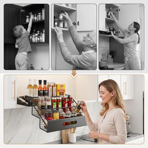 Pull-Down Shelf for Upper Cabinet, 3 Tier Pull-Out Spice - Image 4