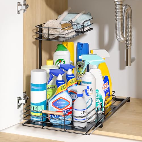 LAMU Under Sink Organizers and Storage, 2 Tier Bathroom Kitchen - Image 3