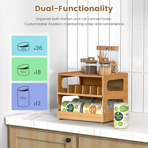 Stackable Bamboo Cat Food Can Organizer, Cat Canned Food - Image 5