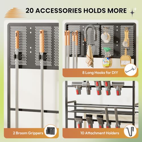 Vacuum Stand for Dyson V15 V12 V11 V10 V8 V7 V6 with Broom - Image 6