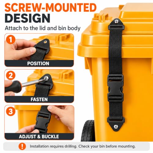 Trash can lid Lock Strap, Adjustable Outdoor Trash can lid Latch - Image 5