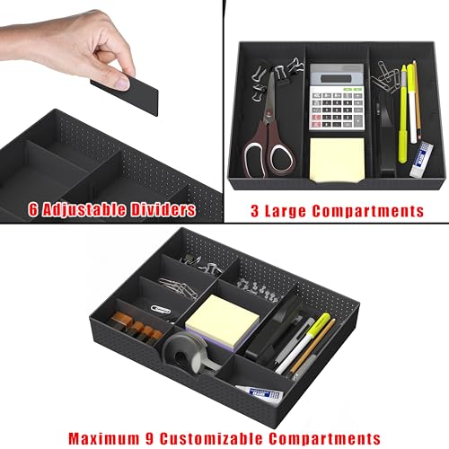 Simple Houseware Drawer Organizer Tray, 9 Adjustable Compartments - Image 4