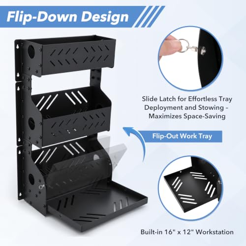 3-Tier Wall-Mounted Storage Cabinet with Flip-Down Work - Image 4
