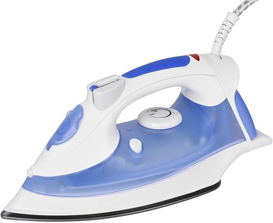 J&V TEXTILES Steam Iron with Ceramic Soleplate, Adjustable Temperature Control, Burst Steam Function, Anti-Calc System, Self-Clean Feature for All Fabrics (Blue)