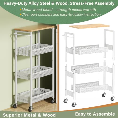 OKZEST 4-Tier Slim Rolling Storage Cart for Laundry Room - Image 7
