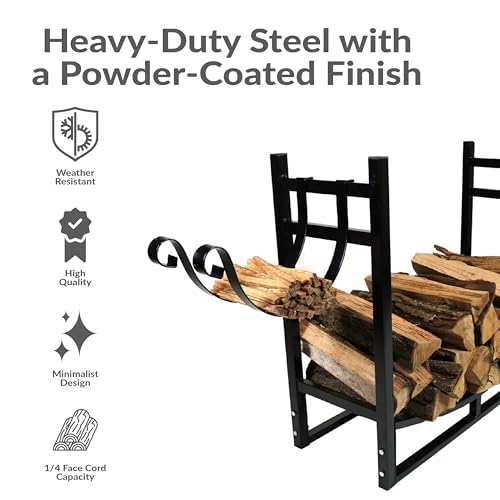 Sunnydaze 33" Indoor Firewood Rack with Kindling Log - Image 5