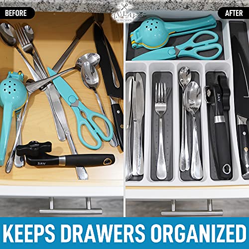 Zulay Kitchen Silverware Organizer Tray - 6-Compartment Non Slip - Image 7