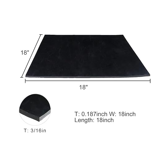 TORRAMI Neoprene Rubber Sheet Roll 3/16" (.187") Thick x 18" Wide x 18" Long for DIY Gaskets, Pads, Seals, Crafts, Flooring,Cushioning of Anti-Vibration, Anti-Slip