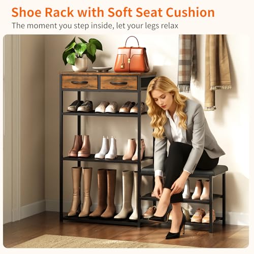 Shoe Rack Bench Shoe Rack for Entryway, Cushioned Entryway - Image 4