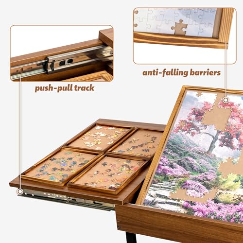 Becko US 2 in 1 Jigsaw Puzzle Table with 8 Sorting Trays - Image 5