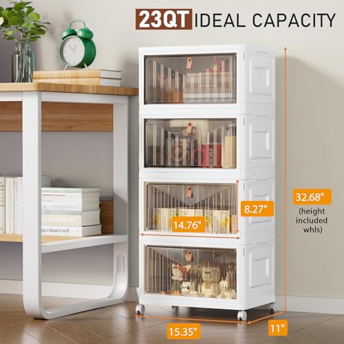 Wise Oannes Closet Organizers and storage with Wheels, 23QT White - Image 3