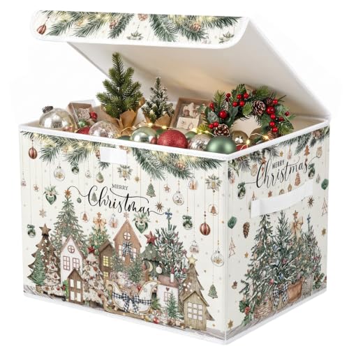 Briwooody Neutral Christmas Storage Bin with Lid | Home Organization - Image 2