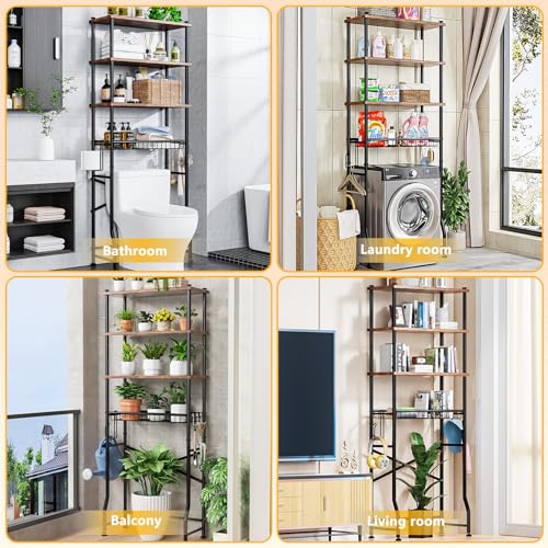 Over-The-Toilet Storage Shelf,4-Tier Bathroom Organizer Cabinet - Image 5